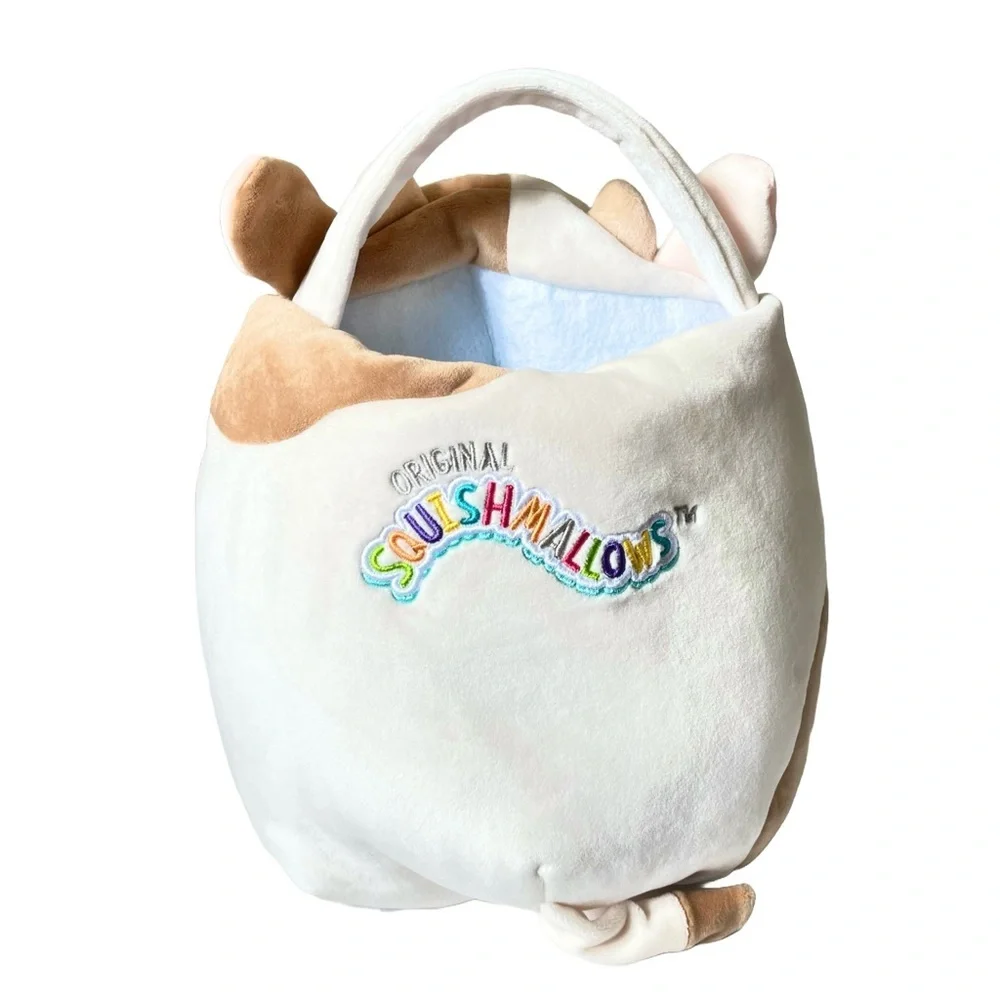 Squishmallow Winking White & Brown Cow Easter Basket, 11.5 inch tall - Picture 2 of 9